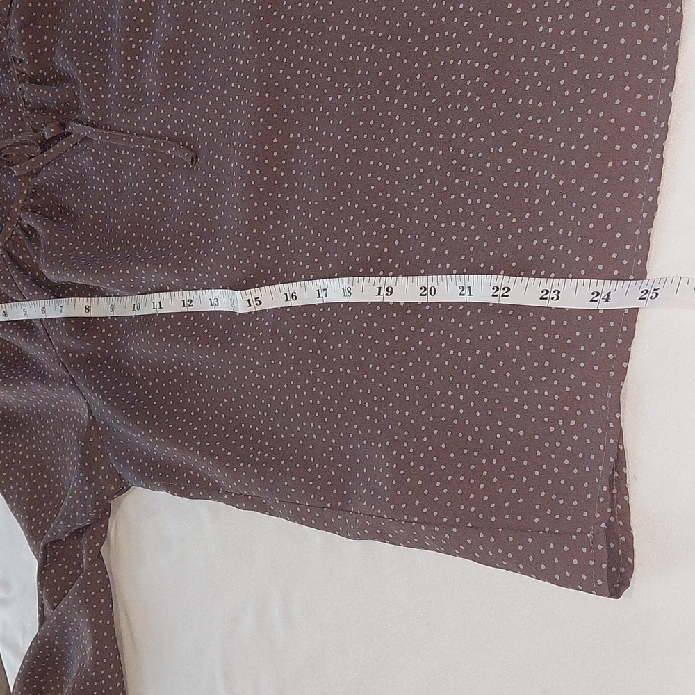 LOFT Brown Print  Blouse Cute Puffy Sleeves .Size M - Picture 6 of 6